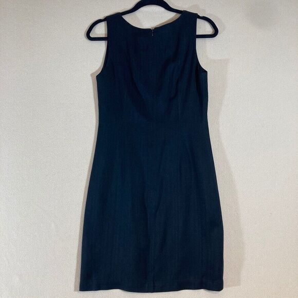 Tommy Bahama Dress 6 Black 100% Silk V-Neck Sheath Midi Minimalist Beach Resort - Picture 8 of 9